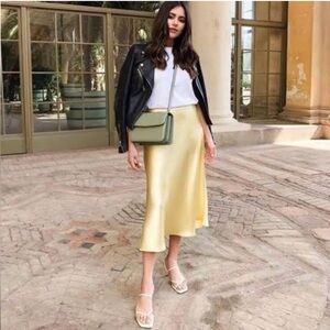 Zara Satin Midi Skirt